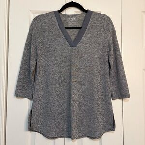 LOFT Charcoal V-Neck Top